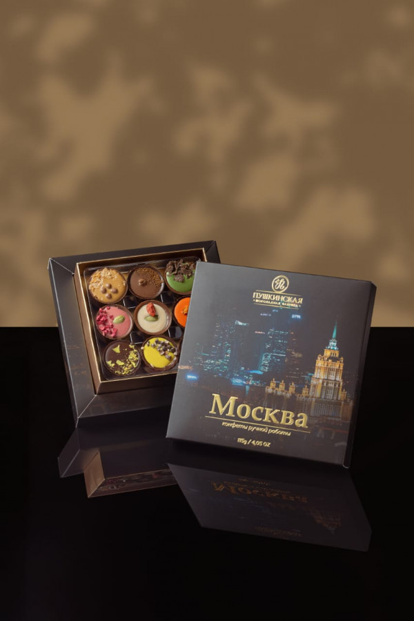 №1 Пушкинская фабрика Конфеты Ассорти (Москва), 115г(чёрная коробка) в Первоуральске