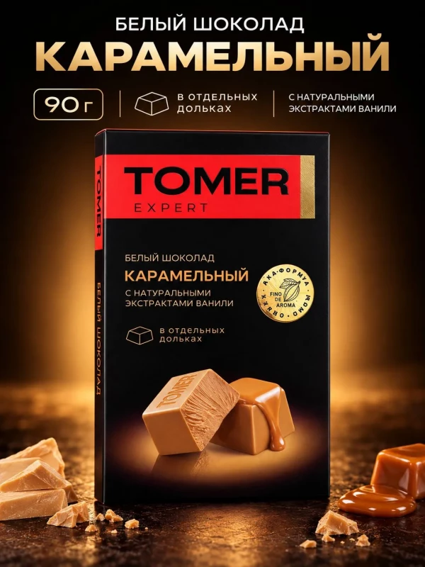 №1 Фабрика Томер  Белый шоколад КАРАМЕЛЬНЫЙ, 90г  в Первоуральске
